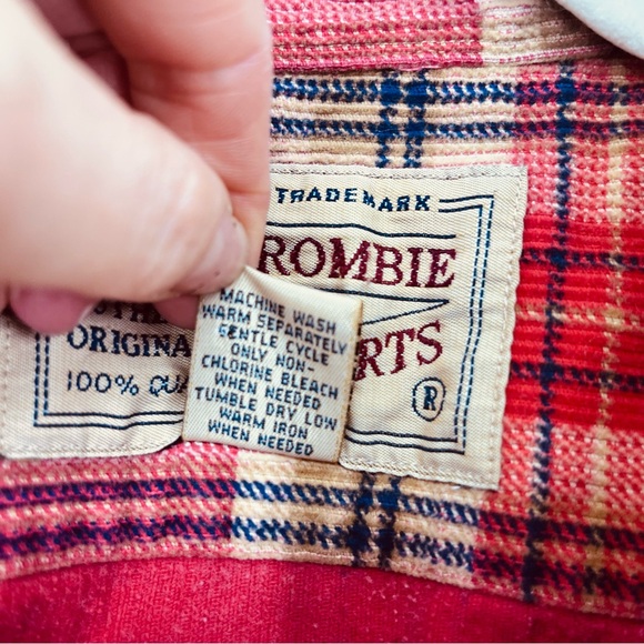 Abercrombie & Fitch Men's Vintage Y2K Big Shirt Plaid Large Red Thick Corduroy - Picture 10 of 12